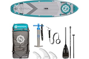 iROCKER Nautical Inflatable Stand-Up Paddleboard for Adults and Kids Portable SUP Board for Fun on The Lake Ocean River with Accessory attachments