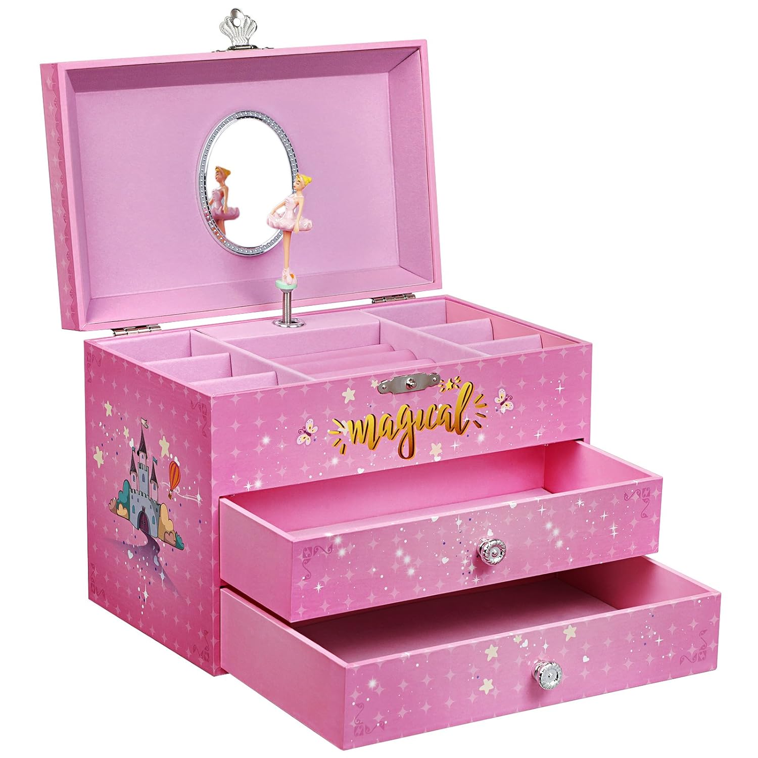 SONGMICS Large Ballerina Musical Jewelry Box, Unicorn for Little Girls