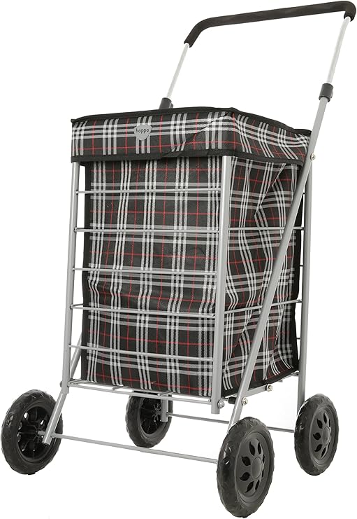 Hoppa 4 Wheel Petite Shopping Trolley Shopper Luggage Cart, 52 Litre