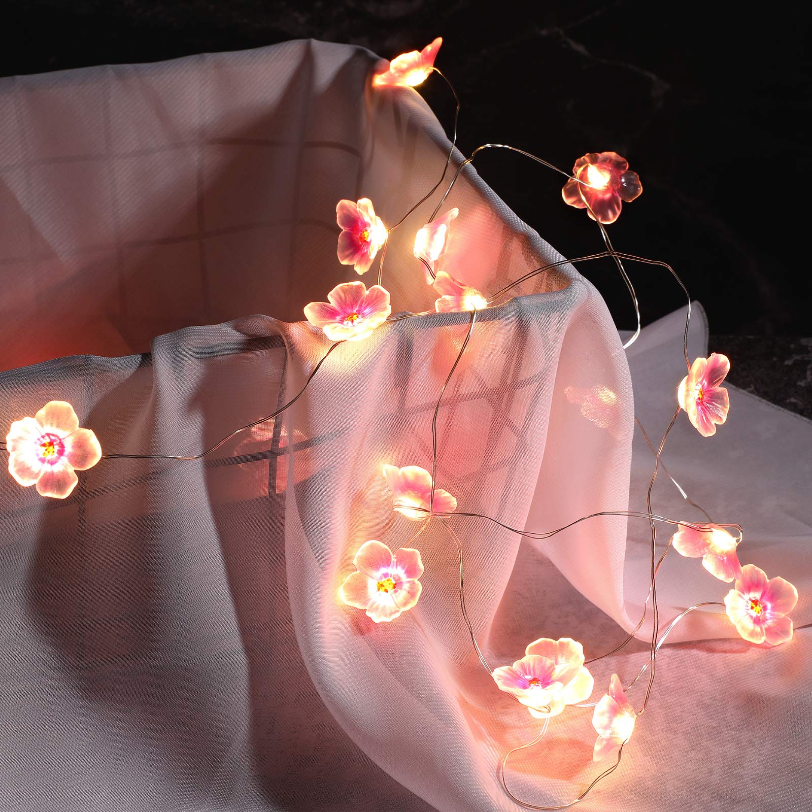 Photo 1 of ***(PARTS ONLY/ NON FUNCTIONAL)***Mudder 2 Pieces Cherry Blossom Lights LED Flower String Light Blossom Decor Battery Wire Fairy LED Garland for Birthday Wedding Bedroom Party Decoration Valentine Gift(16.4 ft,Cherry)