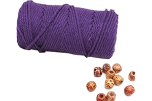 LOVING BASSO Macrame Cord 3mm 109 Yards Deep Purple 1 Pack,Natural Cotton Rope for Colored Macrame Knitting, 4 Strands Twist Cotton Rope Macrame 3mm for Beginner Handmade Colored Wall Hanging Weaving Tapestry