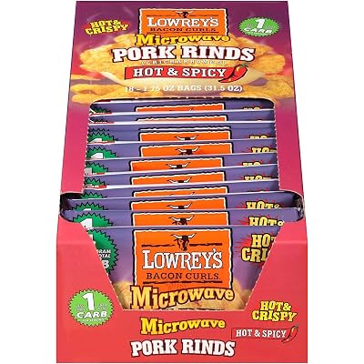 Lowrey's Bacon Curls Microwave Pork Rinds – Original Flavor, 1.75 Oz Bag – Crispy Chicharrones