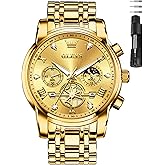 OLEVS Watches for Men Dress Watch Chronograph Luxury Stainless Steel Big Face Men Watches Multi-Function Easy to Read Diamond Roman Numerals Business Wristwatch Reloj para Hombre