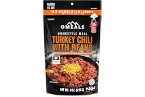 OMEALS Turkey Chili with Beans-MRE-Sustainable Premium Outdoor Food-Extended Shelf Life-Fully Cooked w/Heater-No Refrigeration-Perfect for Outdoor Enthusiasts, Travelers, Emergency Supplies-USA Made
