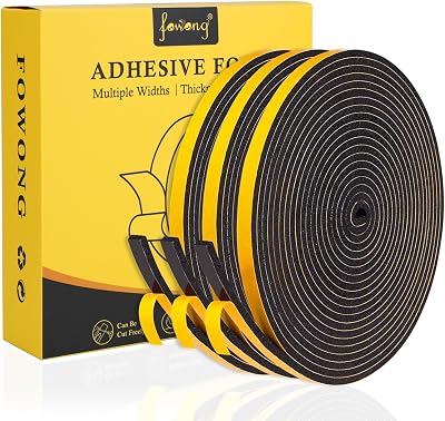 Fowong Adhesive Foam Weather Stripping Tape 6mm x 3mm 15m 3 Rolls