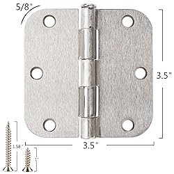 36 Pack Rounded Brushed Nickel Door Hinges 3.5 Inch