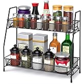 Spice Rack Organizer for Cabinet,Bathroom Counter Organizer,2-Tier,Black | Bathroom Organizer Countertop,Vanity Organizer Cor