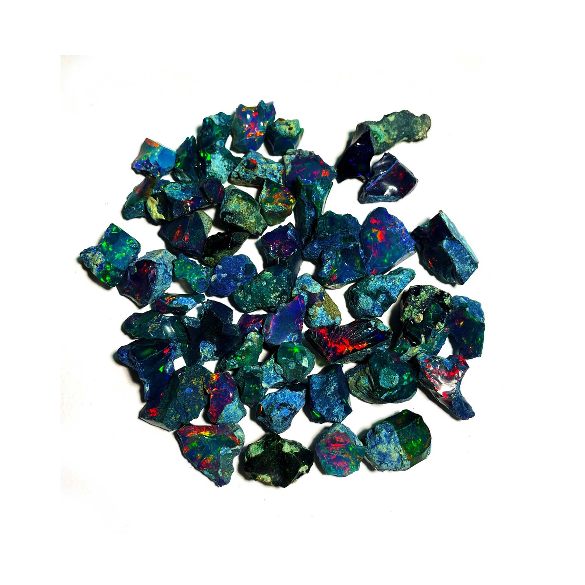 Black Opal Rough Gemstone AAAA+ Grade Certified 5 Pcs – Natural Ethiopian Welo Fire Opal Stone, Handpicked Multi-Color Flash Raw Opals for Jewelry Making, Tumbling and Healing