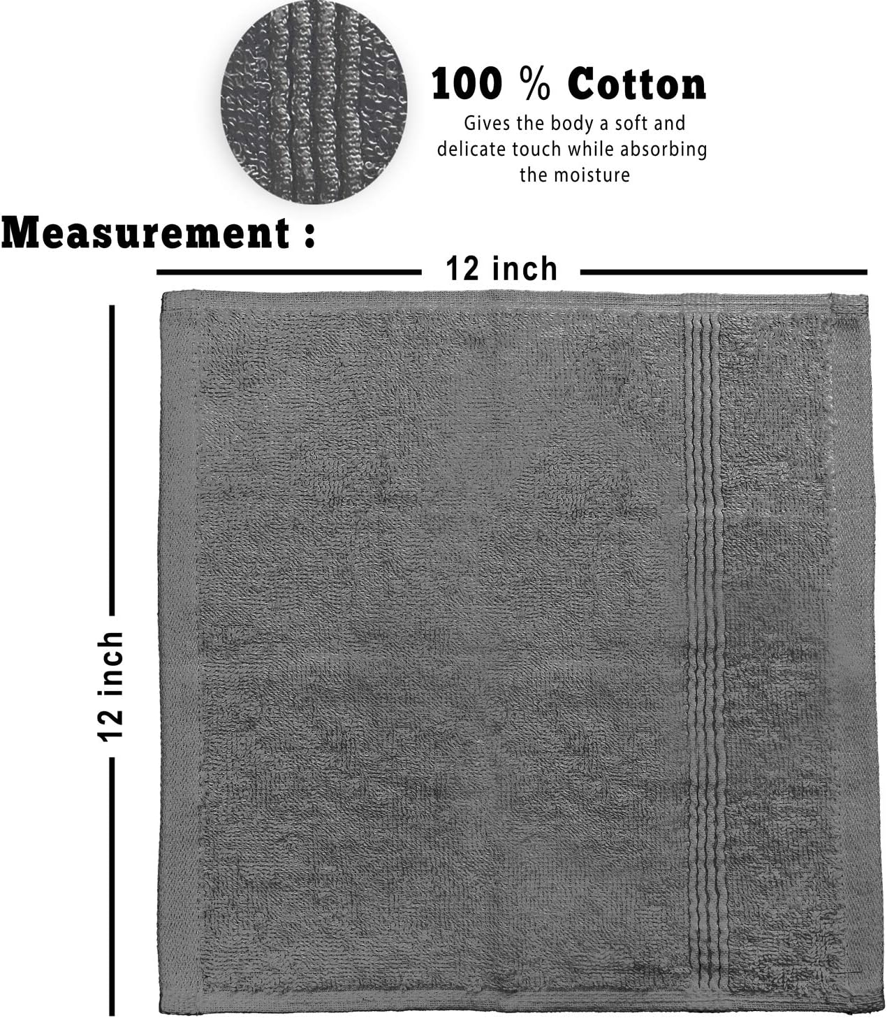 Vozbi Flannel Face Cloth, Cotton Washcloths Set, 30 x 30 cm, 100% Ring Spun Cotton, Premium Quality Face Towels - Image 4
