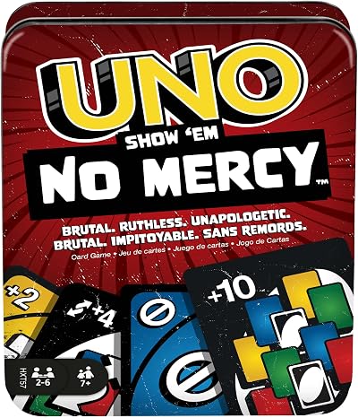 Mattel UNO Show Em No Mercy Card Game in Storage Tin Ages 7+