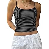 Cioatin Women Y2K Sleeveless Striped Spaghetti Strap Crop Cami Tank Backless Slim Fit Aesthetic Going Out Tops Girls