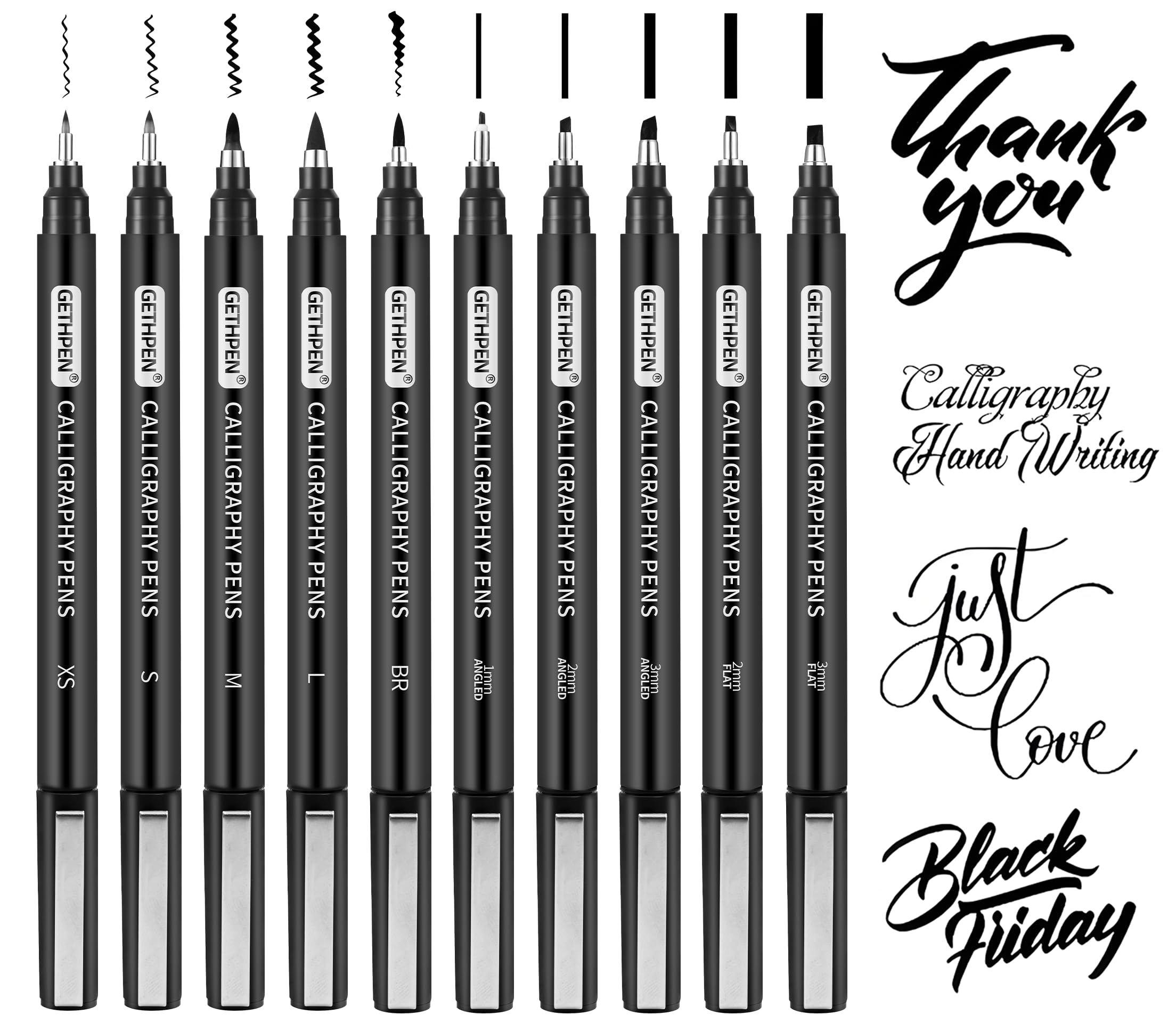 Photo 1 of GETHPEN 10-Size Calligraphy Pen – Brush Pens Calligraphy Set Hand Lettering Pen for Beginners Art Drawing & Greeting Cards – Calligraphy Pens Black Archival Ink Pens Kit for Sketching, Scrapbooking