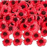 AXBMM 36 PCS Halloween Red Artificial Poppy Flowers Fake Poppy Flower Heads Without Stems Wicked Party, Memorial Day Veterans Day Wedding Party Bouquet Home Decoration Bouquet(36)