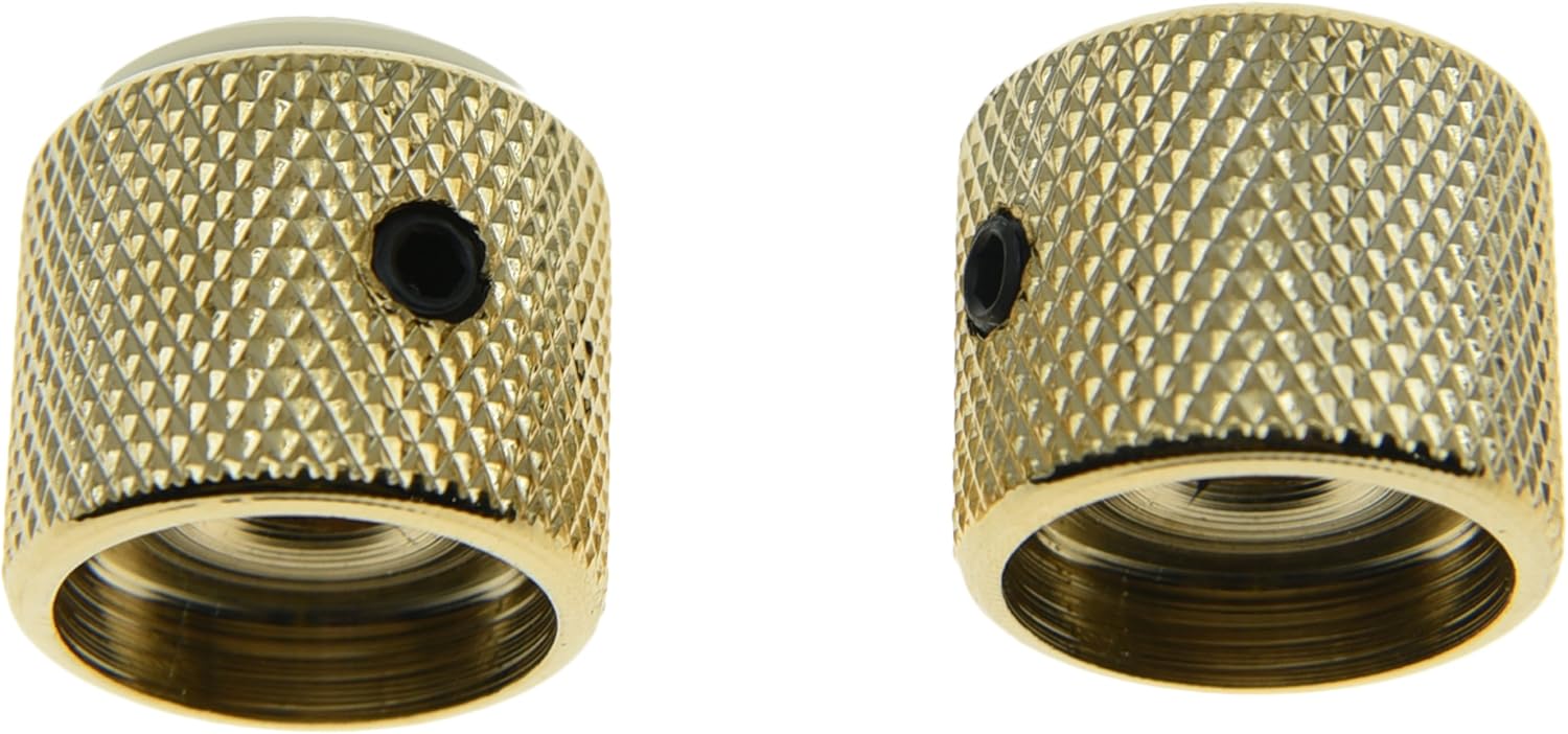 KAISH Set of 2 Gold with White Pearl Cap Guitar Knobs Pearl Top Dome Knobs Bass Knob with Set Screw for Tele/Telecaster - Image 4