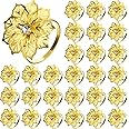 Hotop 24 Pcs Gold Flower Napkin Rings Gold Hollow Out Poinsettia Rhinestone Napkin Holder Delicate Serviette Buckles for Wedding Party Holiday Gathering Banquet Decoration
