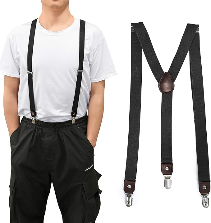 Men's Braces/Suspenders with Very Strong 3 Clips Heavy Duty Adjustable