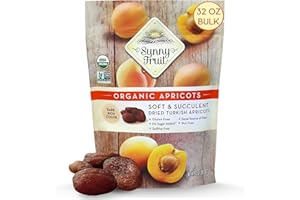 Sunny Fruit Soft Organic Turkish Dried Apricots, 2 Pound Bulk Bag | No Preservatives, No Sugar Added, No Sulfides | Healthy, Naturally Sweet Snack | ORGANIC, NON-GMO, VEGAN, HALAL, KOSHER