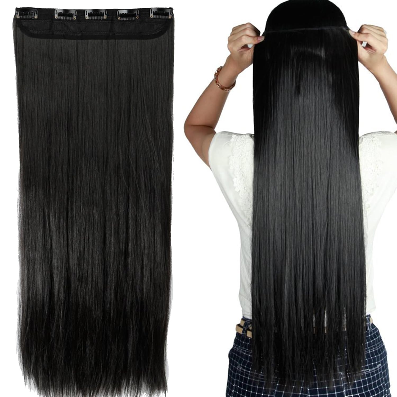 Buy S Noilite Synthetic Salon Straight 5 Clips Women S Hair