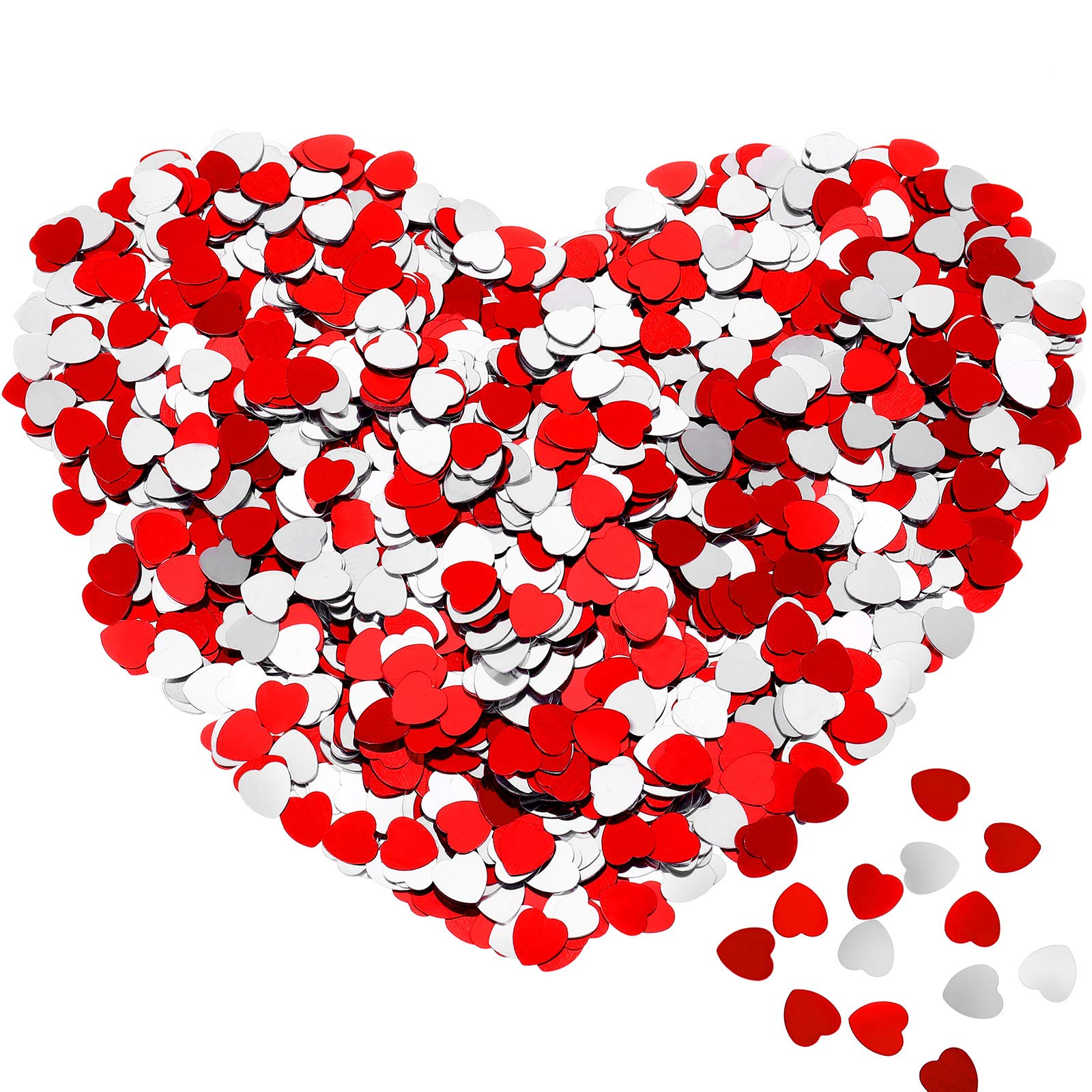 Skylety 3000 Heart Confetti Pieces, Red, Rose Gold, Silver for Wedding, Engagement, Valentine's Day, Table Scatter Party Decorations