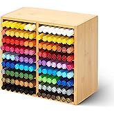 MEEDEN Bamboo Marker Holder Organizer: Holds 126 Pens with 18 Compartments- Art Supply Storage & Holder for Alcohol Markers，P