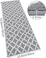 SHACOS Carpet Runner 60x180cm Grey Non Slip Hallway Geometric Trellis view 5