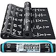 Instructional Yoga Mat with Poses Printed On It & Carrying Strap - 75 Illustrated Yoga Poses & 75 Stretches - Cute Yoga Mat For Women and Men - Non-Slip, 1/4" Extra-Thick Yoga Mat For Beginners