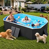 Japard Foldable Pool for Kids Non-Inflatable Small 82" Charcoal | Non-Inflatable Swimming Reinforced Sidewalls Deep for Baby Toddler Adults Backyard No Hassle Collapsible Portable