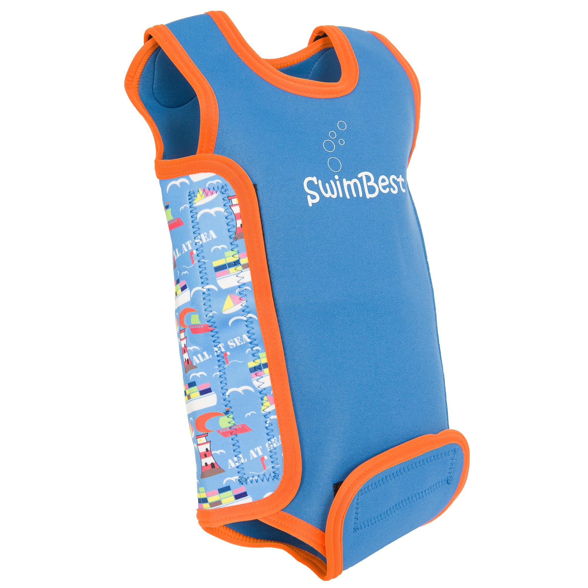 Swimbest Neoprene Baby Wetsuit - 0-24 Months, 50+ UV Protection, All at Sea (0-6 Months)