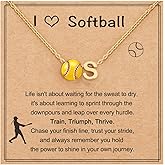 Initial A-Z Softball Necklace for Teen Girls, Personalized Softball Stuff Pendant Necklace for Team Lovers Daughter Player
