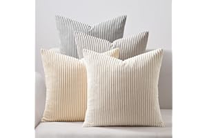 Topfinel 4 Packs Neutral Decorative Throw Pillows Covers 18x18 Inch for Living Room Couch Bed Sofa,Rustic Farmhouse Boho Home