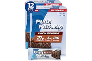 NATURE'S BOUNTY Pure Protein Bars, High Protein, Nutritious Snacks to Support Energy, Low Sugar, Gluten Free, Chocolate Deluxe, 6 Count (Pack of 2)