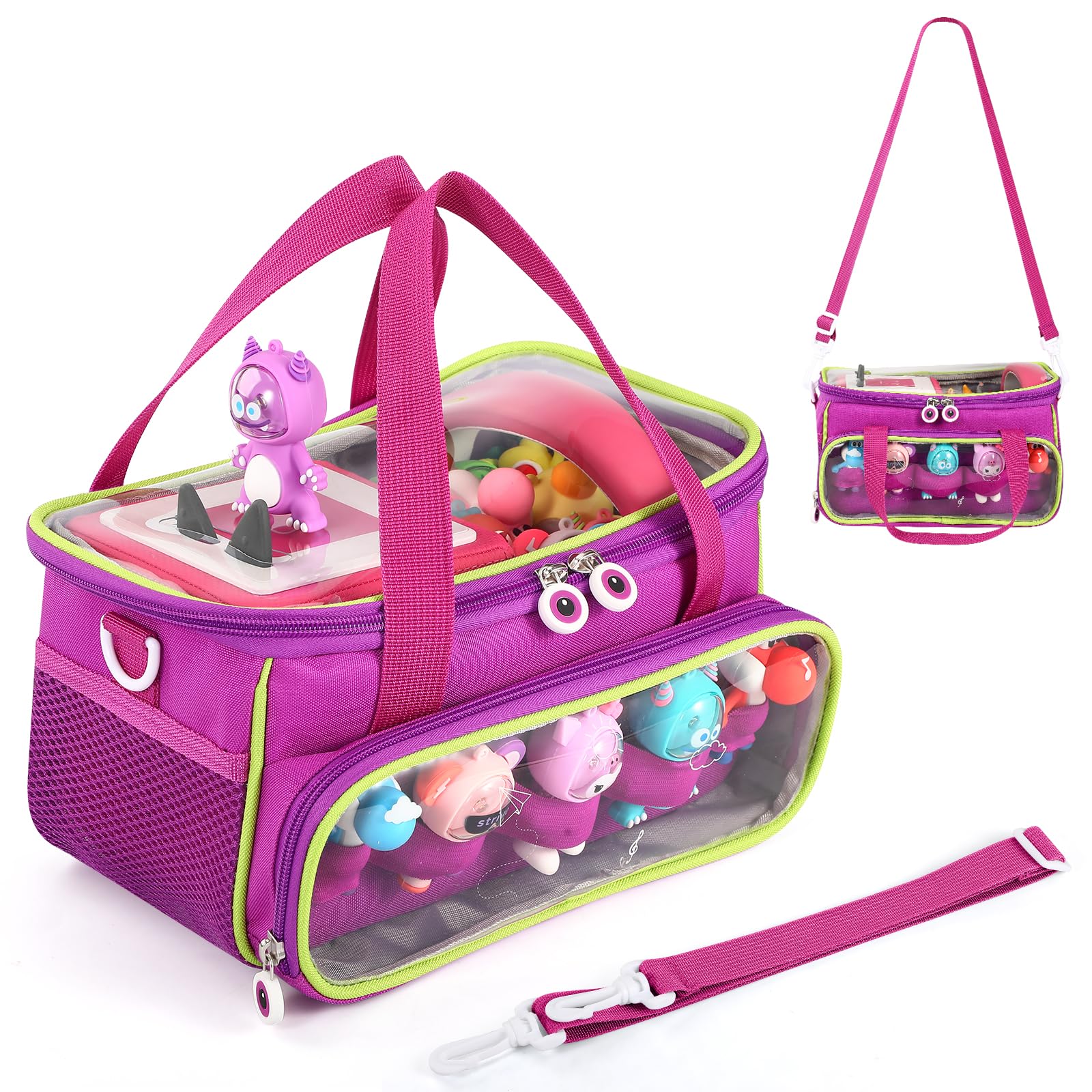 Carrying Case for Toniebox, Storage Carrier Bag for Tonie Characters with Shoulder Strap and Handle, Home Outdoor Hand Bag for Toniebox 2 Audio Player and Dolls (Purple)