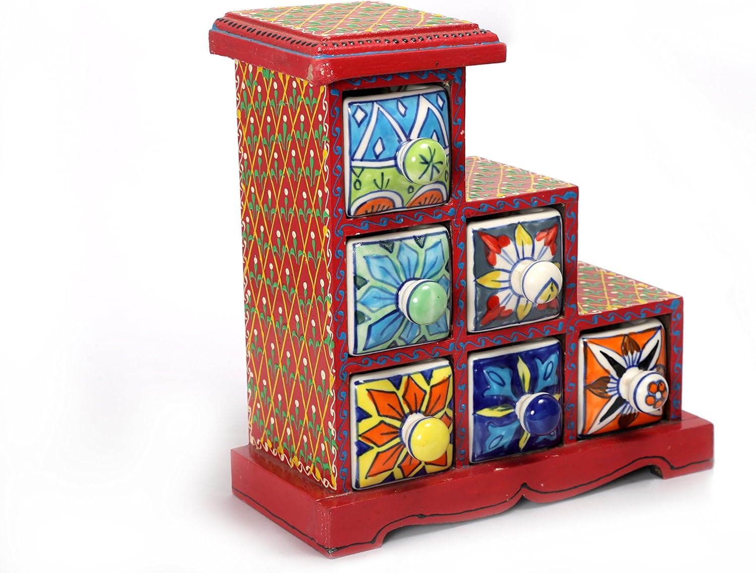 Amazon Com Ruby Collections Wooden Chest With Ceramic Drawers