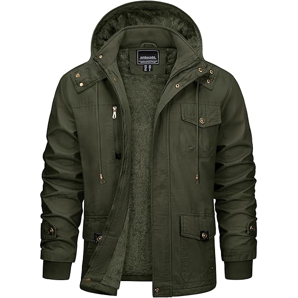 CHEXPEL Stand Collar Winter Fleece Work Jacket Men Cargo Coat