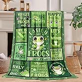 Frog Blanket Lovely Green Frogs Gifts for Kids Adults - 50"x40" Ultra Soft Plush Flannel Fleece Frog Throw Blanket, Cozy Fluffy Decor for Couch Bed, Christmas Birthday Present