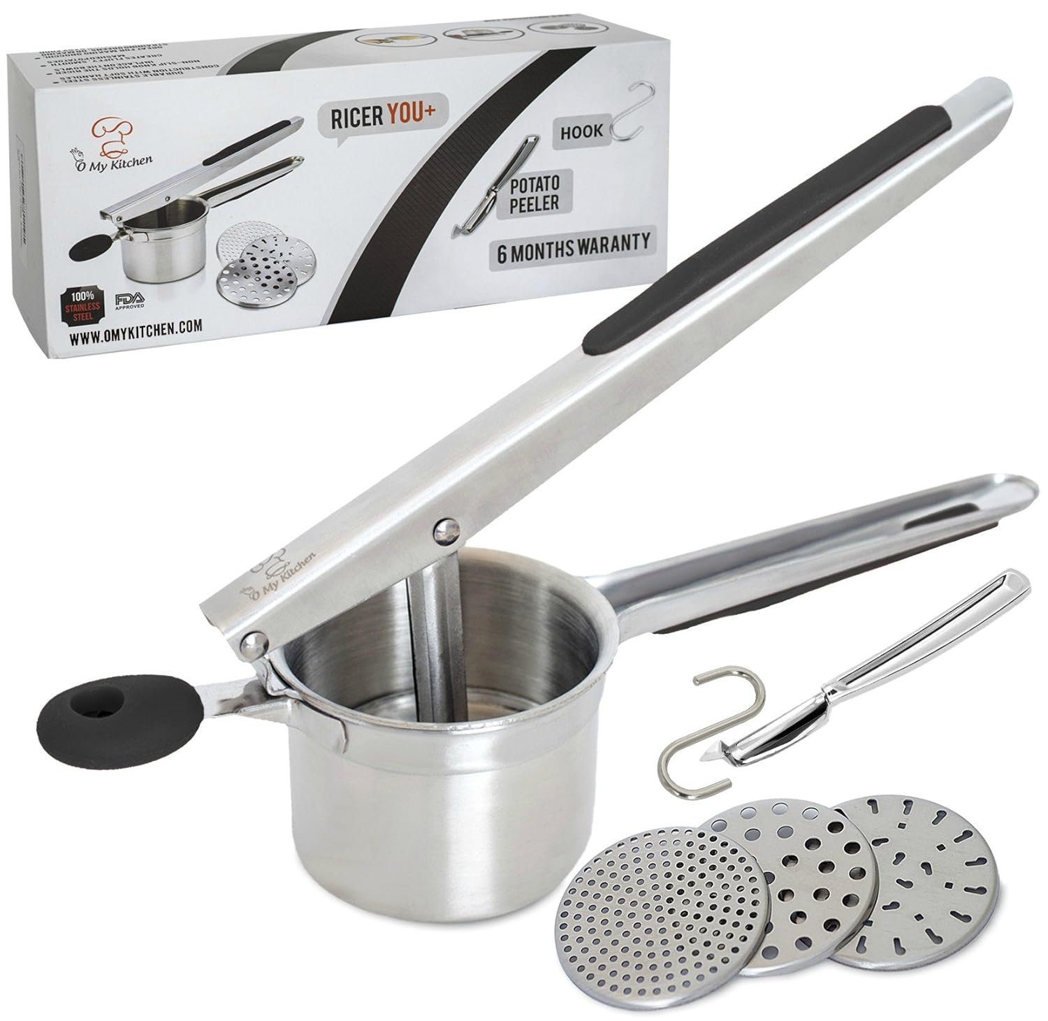 Stainless Steel Mash Potato Ricer Masher Fruit Press Professional