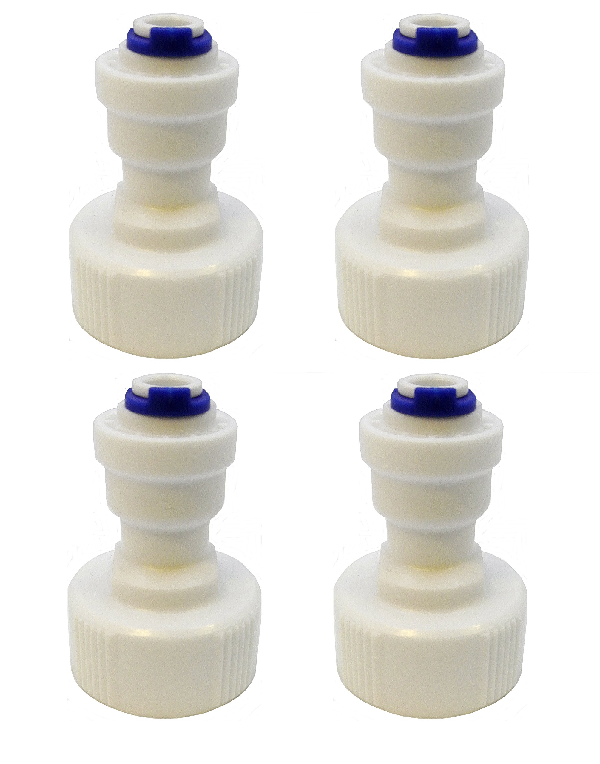 4 x Finerfilters 3/4" bsp to 1/4" Pushfit Connector - Feed Water Connection Fitting - (Fridge Freezer water filter plumbing fitting or any water system with 1/4" lldpe water pipe)