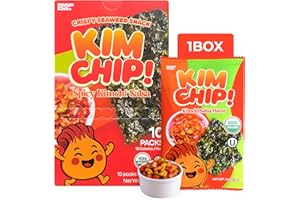 MAPDA KIMCHIP (10-Pack) Spicy Kimchi Salsa Seaweed Snack – organic, vegan, gluten-free, low-calorie nori chips