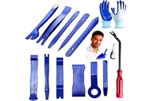 12-Piece Automotive Trim Removal Tool Set with Nitrile Gloves, Durable Thermoplastic Tools for Radio, Dashboard, Door Panel, 