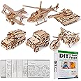 calary 3D Wooden Puzzle Simulation Animal Dinosaur Assembly DIY Model Toy for Kids and Adults,Set of 6