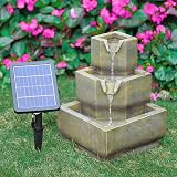 BTGGG Solar Powered Garden Water Fountain 3 Tier LED Lights Water Feature view 8
