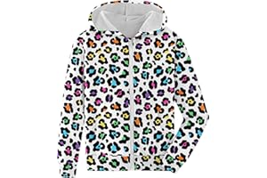 Fanient Girls Zip Up Hoodies Kids 3D Cool Casual Hooded Sweatshirts Hoody with Pockets 6-14 Years