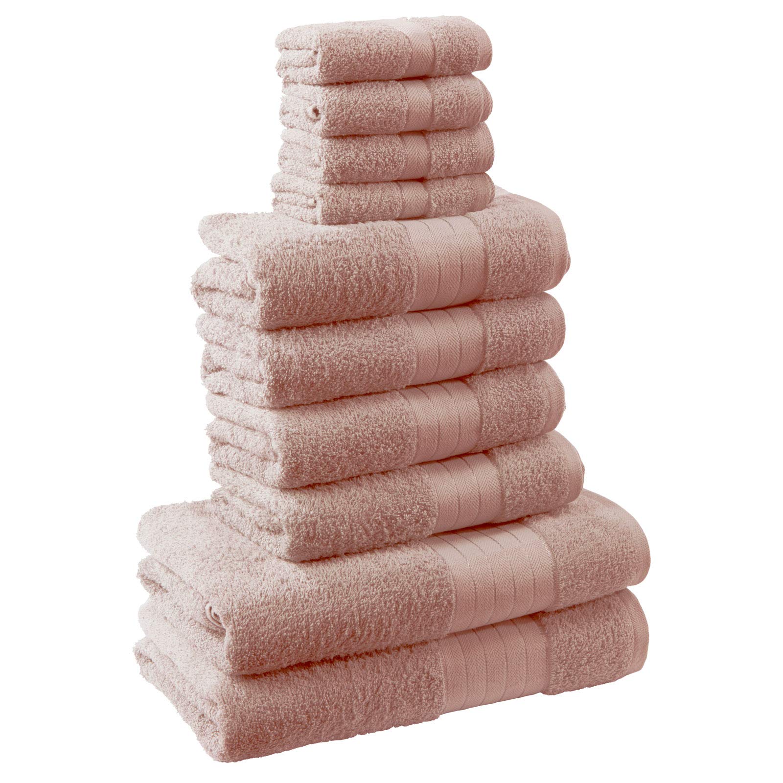 Dreamscene Brentfords Luxury Supersoft Towel Bale Set, 100% Cotton 500 GSM, Blush Pink, 10 Piece Bath