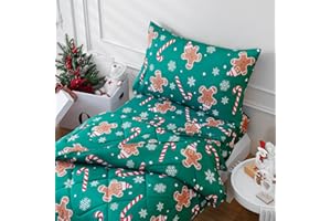 LONAVA Toddler Kids Comforter Set - 4 Pieces Toddler Bedding Sets for Boys Girls Children, Ultra Soft Microfiber Bed in A Bag with Flat Fitted Sheets, Gingerbread Man