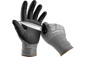 LANON Cut Resistant Gloves, Knife Protection Level D, Nitrile Coating with Honey Comb Pattern, ANSI A4 Cut Work Gloves, Reinf