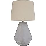 Amazon Brand - Rivet Mid Century Modern Diamond Cut Concrete Bedside Table Desk Lamp With Light Bulb, 20 Inches, Polished Nic