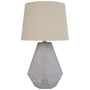 Rivet Diamond Cut Concrete Table Lamp, 20"H, With Bulb, Nickel Finish