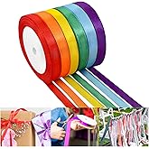 NACHLYNN 150 Yards Rainbow Satin Ribbon 3/8 inch Wide Polyester Fabric Ribbon Use for Gift Wrap Wedding Bridal Baby Shower Bo