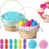Romooa 2 Sets Bamboo Woven Easter Baskets with