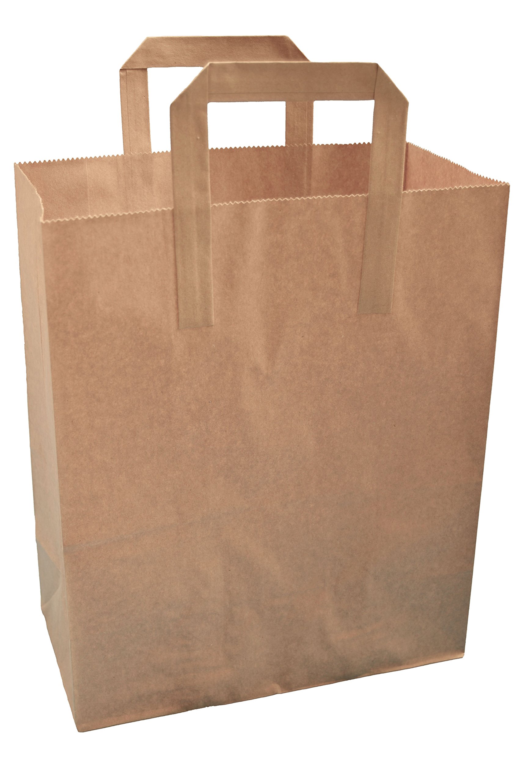 Thepaperbagstore 50 LARGE BROWN KRAFT PAPER (TM) SOS FOOD CARRIER BAGS WITH HANDLES PARTY TAKEAWAY 10x12x5